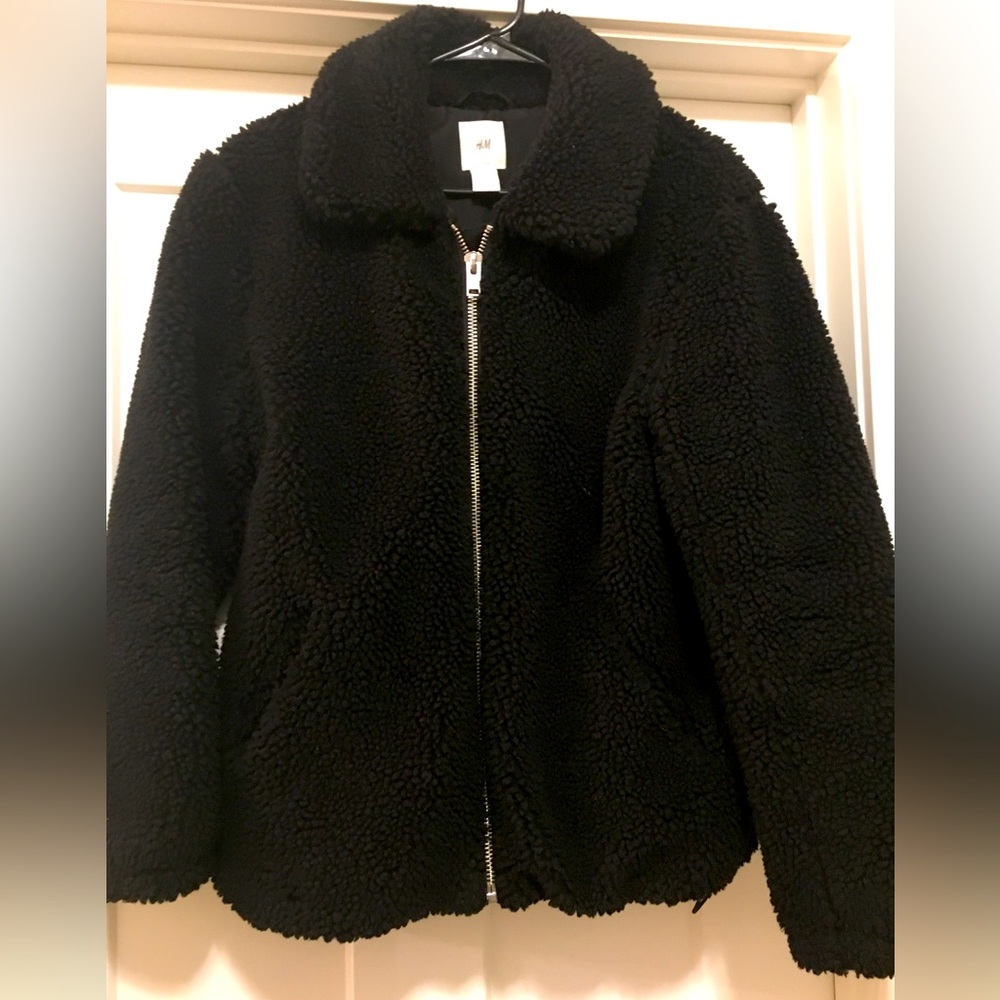 H&M Black Sherpa bomber jacket